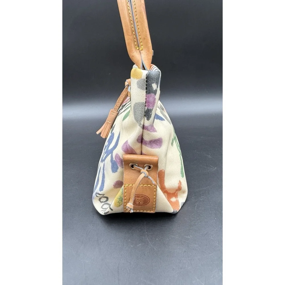 Vintage Dooney & Bourke Canvas Graffiti Paint Splatter Purse Bag Tassels